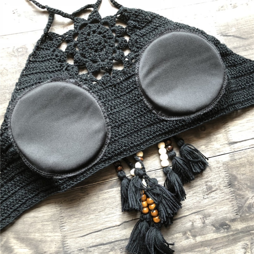 Bohemian Crochet Tassel Beaded Floral Crop Top - Picture 8 of 16